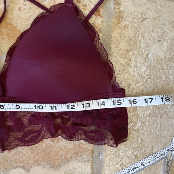 PINK By Victoria's Secret Bralette Womens L Wireless padded Lace Push Up Maroon - Picture 10 of 10